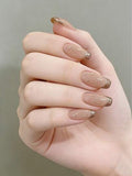 Gemstone Glitter French Press-On Nails – Long Coffin