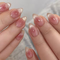 Red Cat-Eye Press-On Nails – Short Almond, 30 Pieces