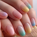 Rainbow Gradient Press-On Nails – Short Oval, 24 Pieces